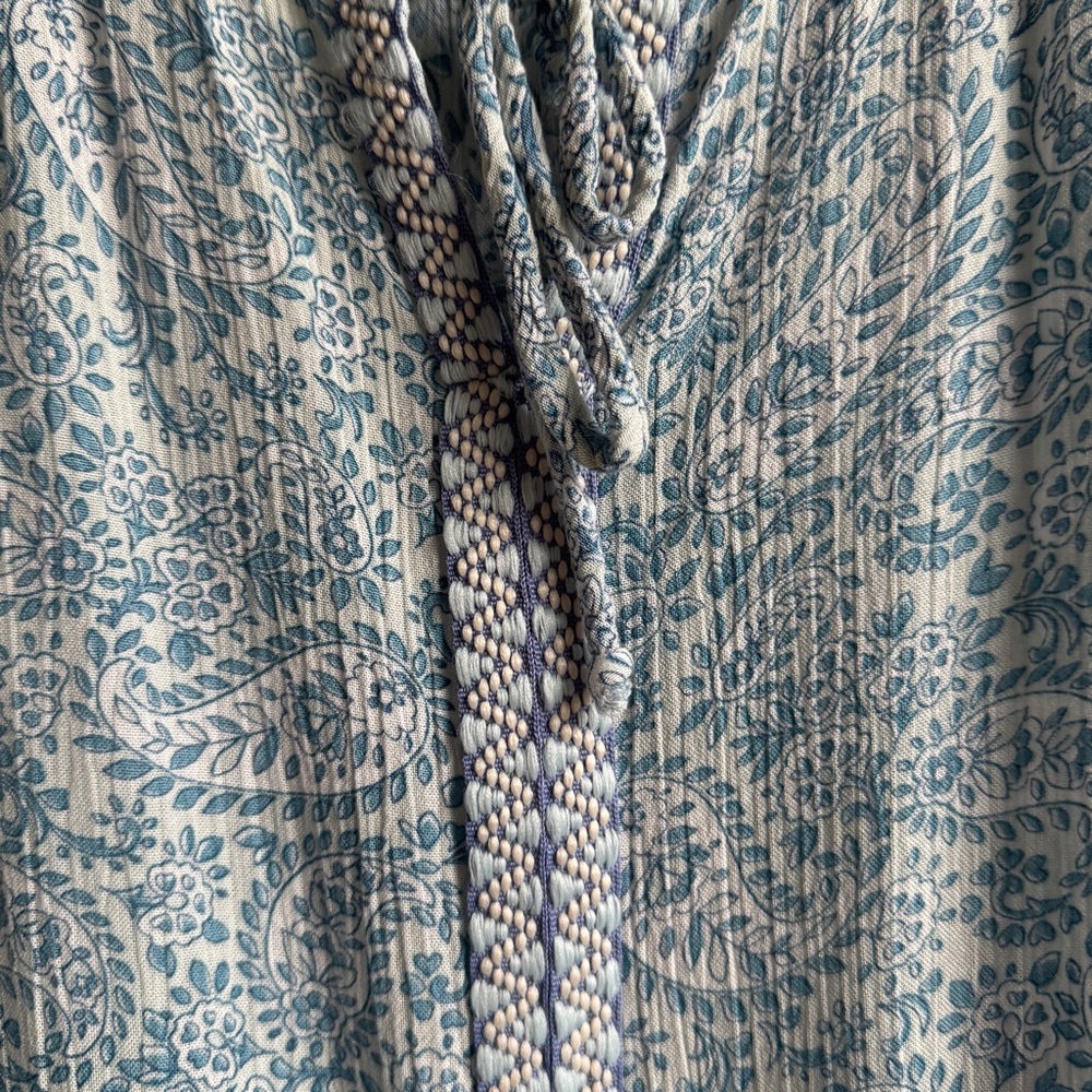 Patrons of Peace Blue Paisley Sleeveless Top – Size Large, Boho Peplum, Slight C - Picture 5 of 9